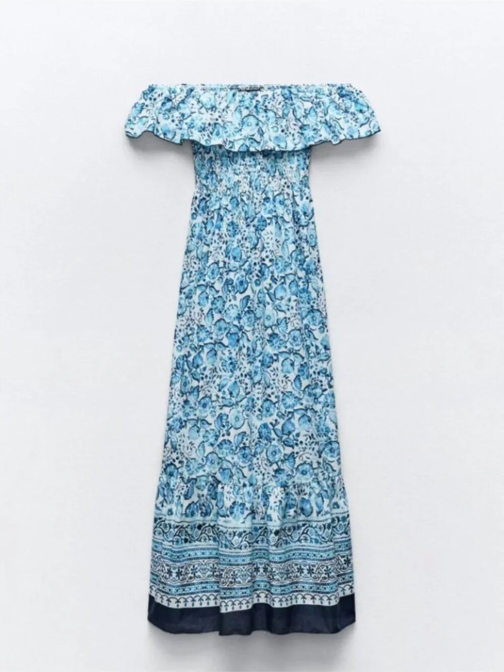 Zara Dresses Zara Off The Shoulder Floral Print Maxi Dress Cotton — free download